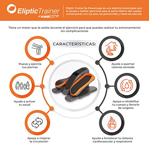 POWER LEGS Eliptic Trainer CV Directo | Elíptica motorizada compacta con 3 programas de Entrenamiento pre-programados y 10 velocidades | Recupera Movilidad y Alivia cansancio Muscular